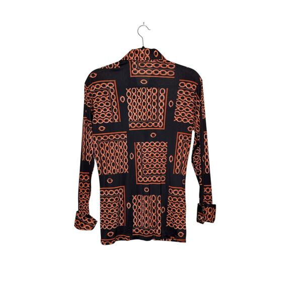 Claude by Brentwood brown orange print long sleeves shirt size M - Picture 7 of 9